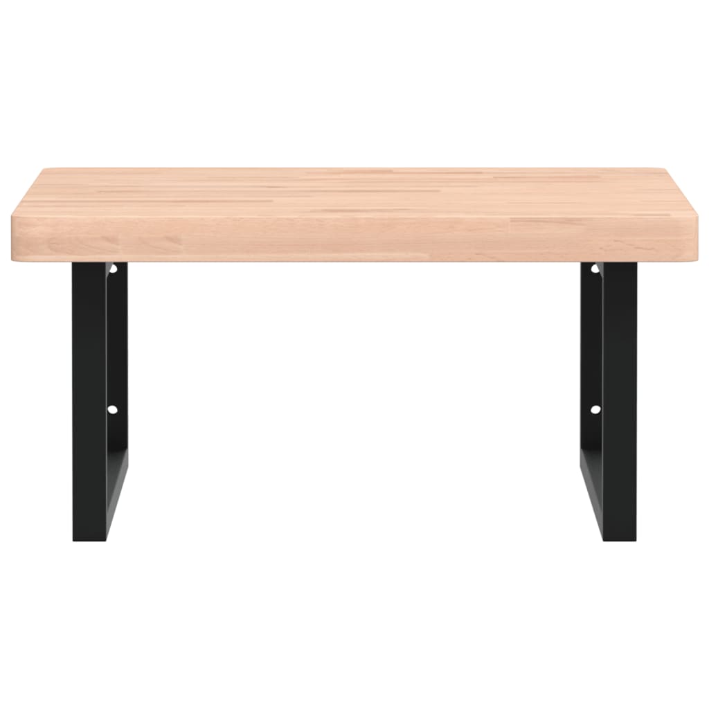 Badeværelseshylde Stål Og Massivt Bøgetræ Brun Og Sort