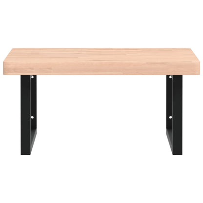 Badeværelseshylde Stål Og Massivt Bøgetræ Brun Og Sort