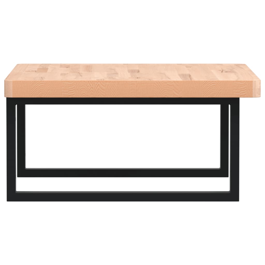 Badeværelseshylde Stål Og Massivt Bøgetræ Brun Og Sort