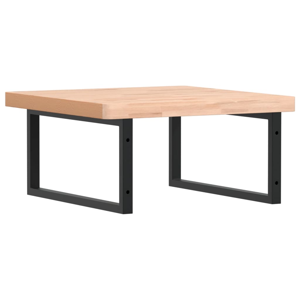 Badeværelseshylde Stål Og Massivt Bøgetræ Brun Og Sort