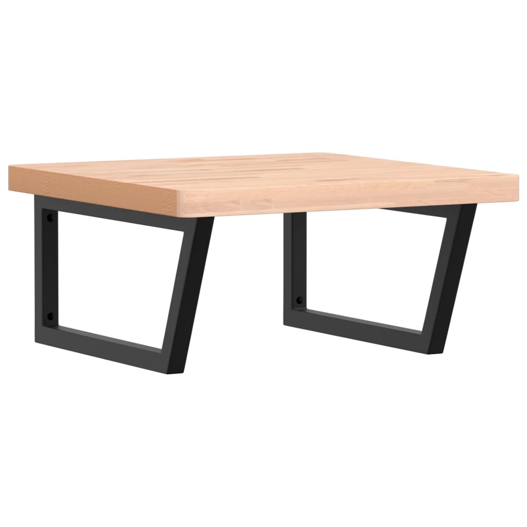 Badeværelseshylde Stål Og Massivt Bøgetræ Brun Og Sort