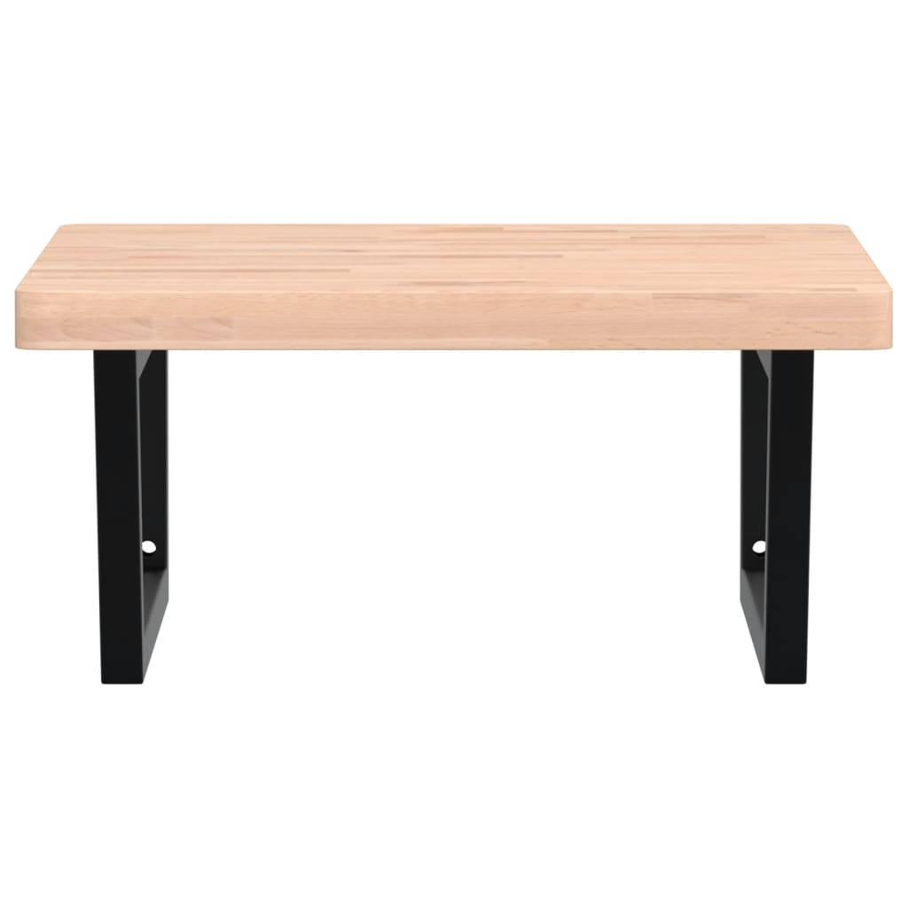 Badeværelseshylde Stål Og Massivt Bøgetræ Brun Og Sort