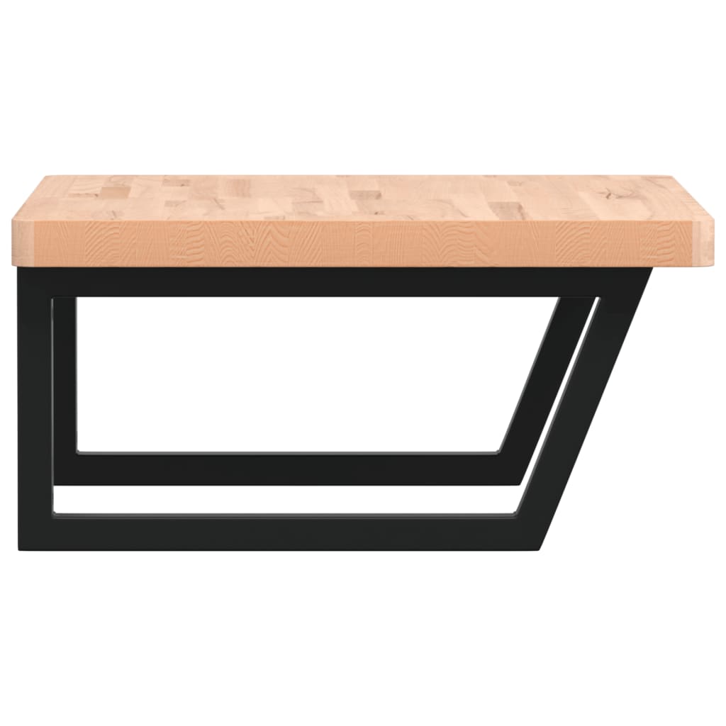 Badeværelseshylde Stål Og Massivt Bøgetræ Brun Og Sort