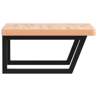 Badeværelseshylde Stål Og Massivt Bøgetræ Brun Og Sort