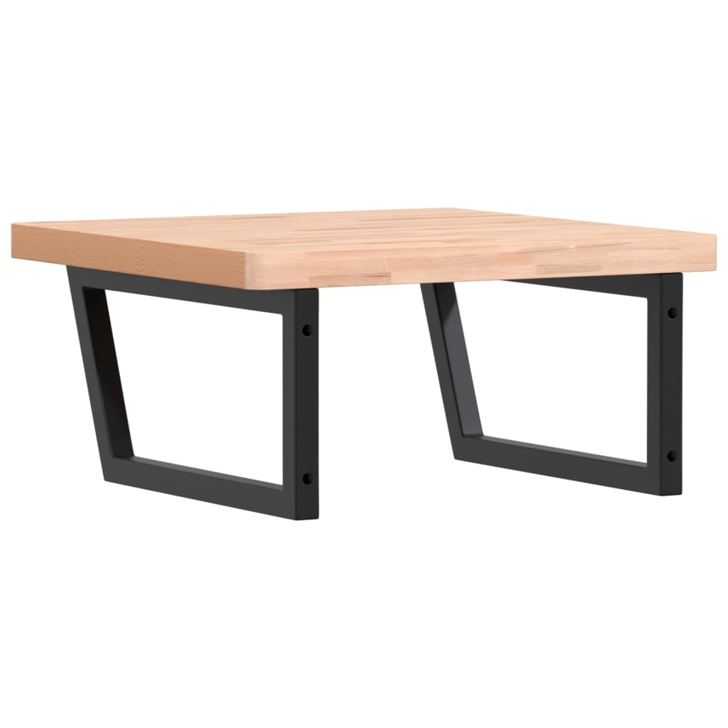 Badeværelseshylde Stål Og Massivt Bøgetræ Brun Og Sort