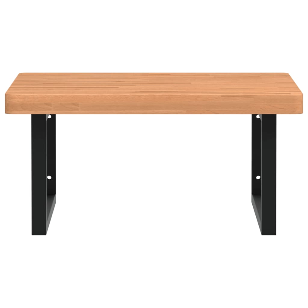 Badeværelseshylde Stål Og Massivt Bøgetræ Mørkebrun Og Sort