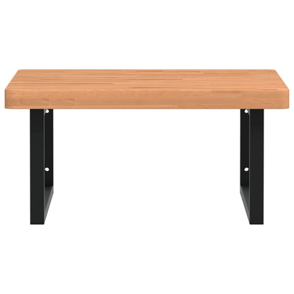 Badeværelseshylde Stål Og Massivt Bøgetræ Mørkebrun Og Sort