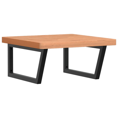 Badeværelseshylde Stål Og Massivt Bøgetræ Mørkebrun Og Sort