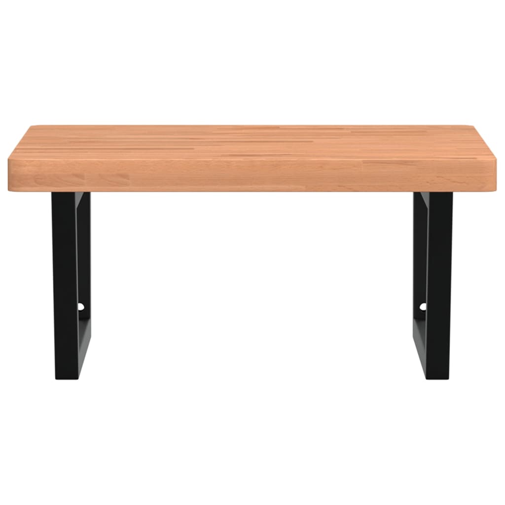 Badeværelseshylde Stål Og Massivt Bøgetræ Mørkebrun Og Sort