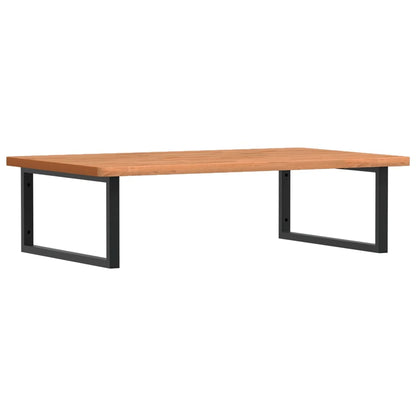 Badeværelseshylde Stål Og Massivt Bøgetræ Mørkebrun Og Sort