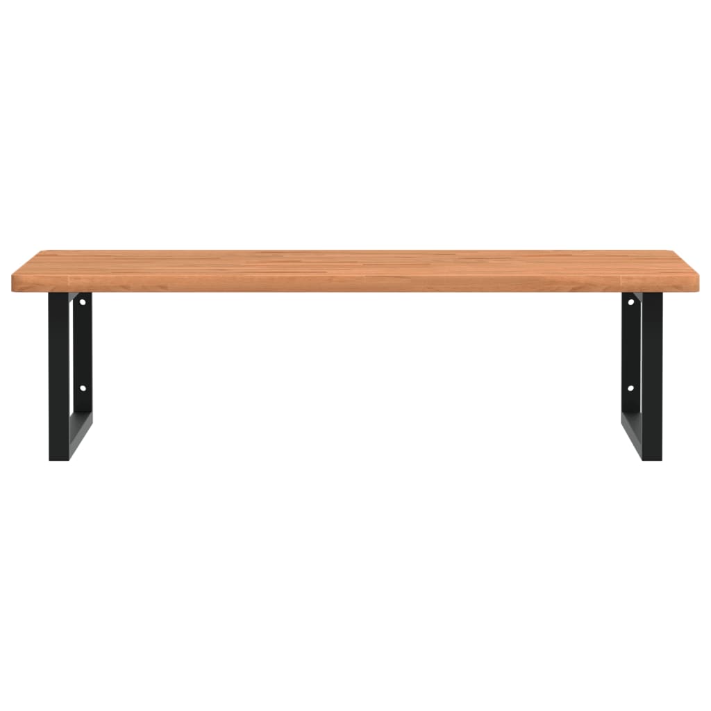 Badeværelseshylde Stål Og Massivt Bøgetræ Mørkebrun Og Sort