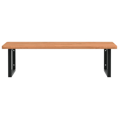 Badeværelseshylde Stål Og Massivt Bøgetræ Mørkebrun Og Sort