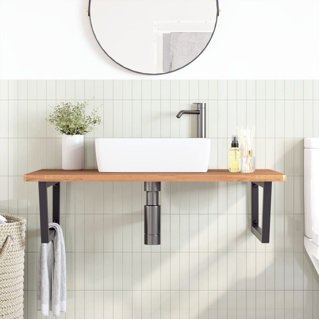 Badeværelseshylde Stål Og Massivt Bøgetræ Mørkebrun Og Sort