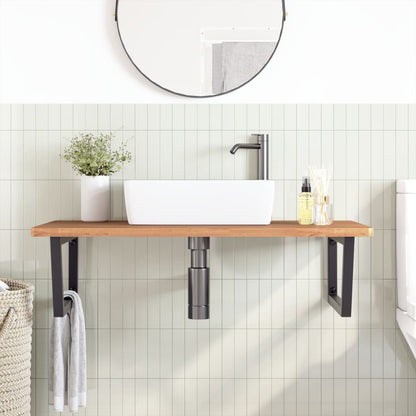 Badeværelseshylde Stål Og Massivt Bøgetræ Mørkebrun Og Sort