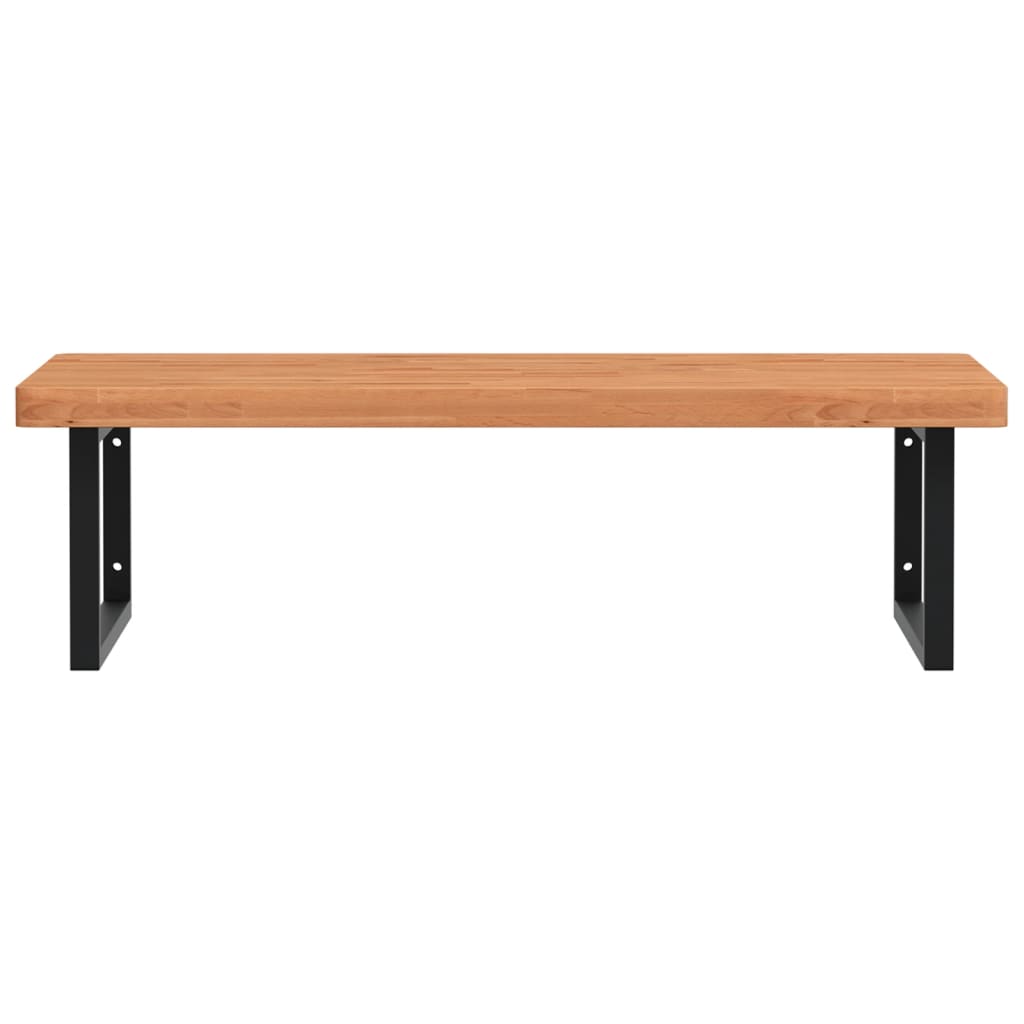 Badeværelseshylde Stål Og Massivt Bøgetræ Mørkebrun Og Sort