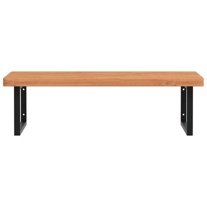 Badeværelseshylde Stål Og Massivt Bøgetræ Mørkebrun Og Sort