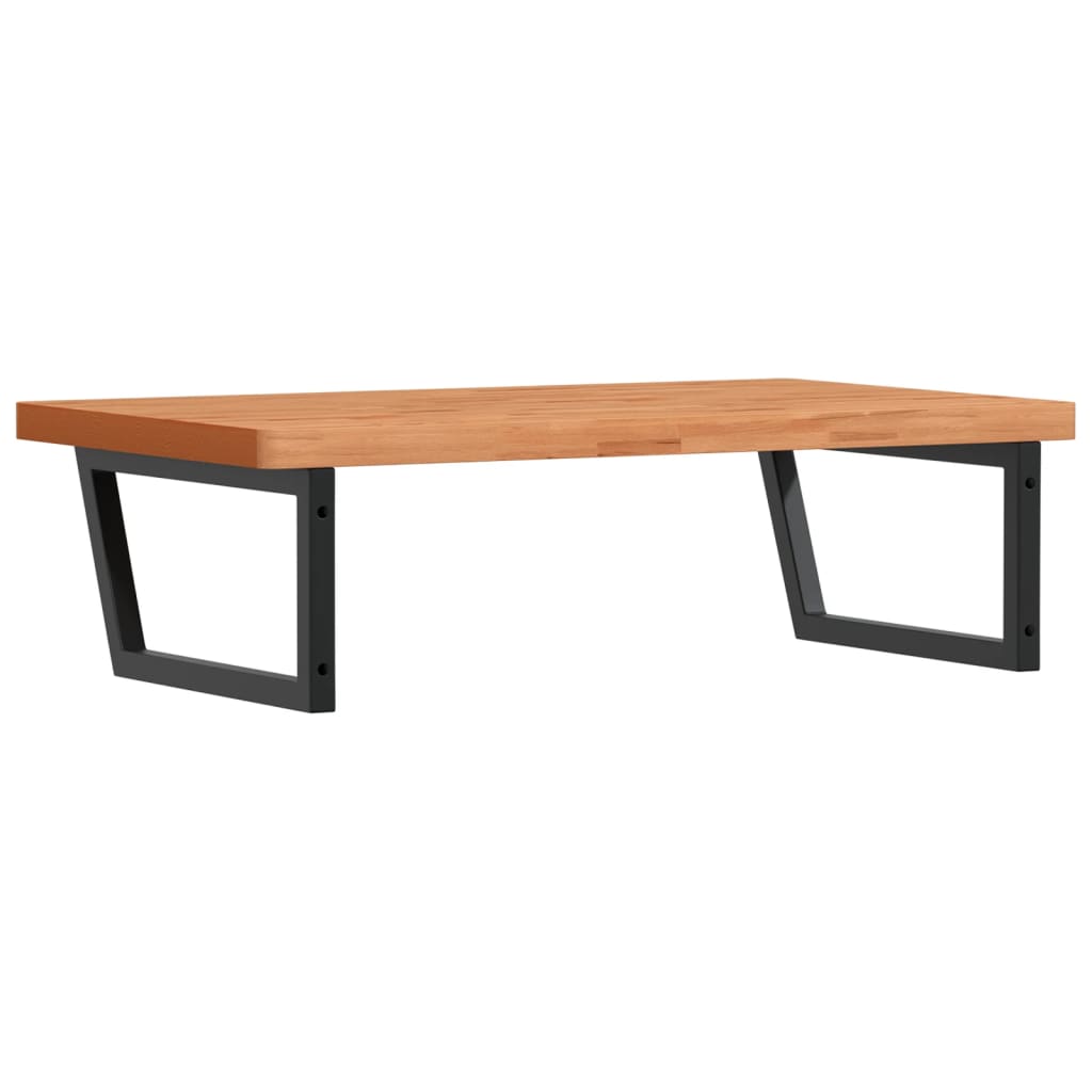 Badeværelseshylde Stål Og Massivt Bøgetræ Mørkebrun Og Sort