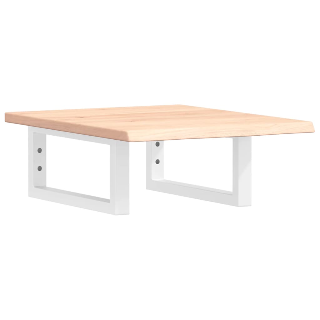 Badeværelseshylde Stål Og Massivt Egetræ Brun Og Hvid