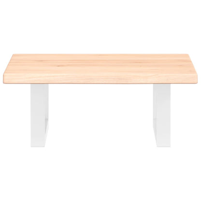 Badeværelseshylde Stål Og Massivt Egetræ Brun Og Hvid