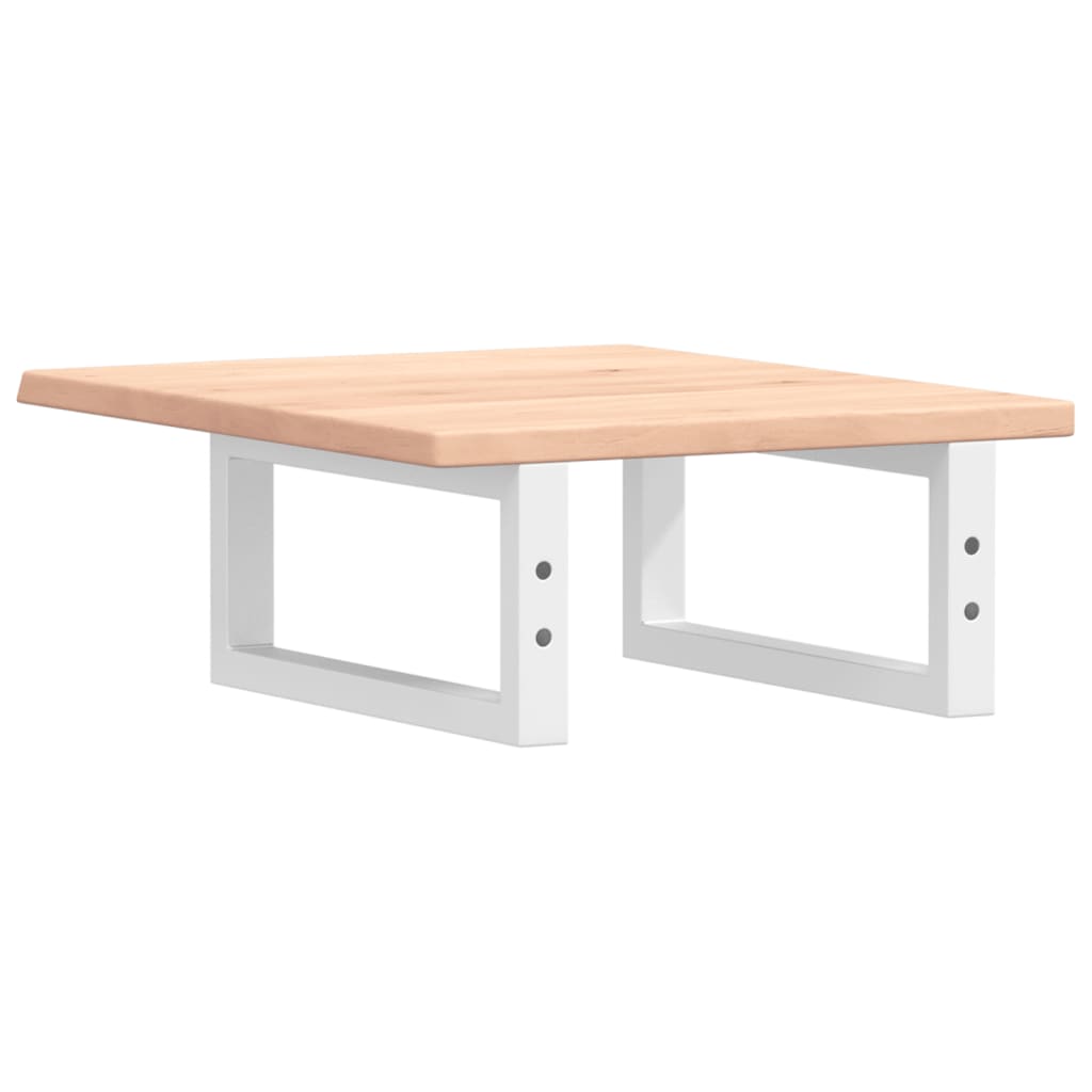 Badeværelseshylde Stål Og Massivt Egetræ Brun Og Hvid