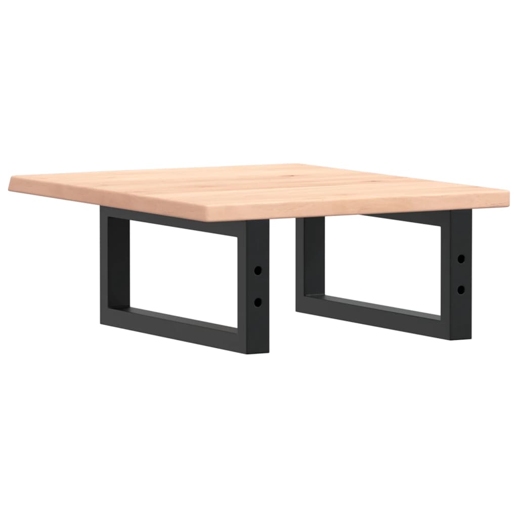 Badeværelseshylde Stål Og Massivt Egetræ Brun Og Sort