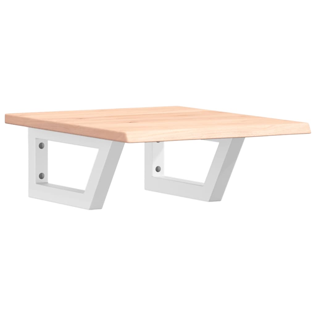 Badeværelseshylde Stål Og Massivt Egetræ Brun Og Hvid