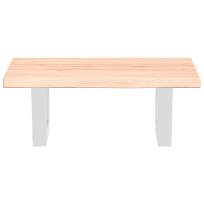 Badeværelseshylde Stål Og Massivt Egetræ Brun Og Hvid