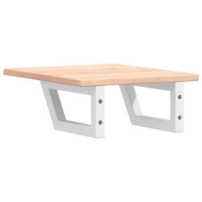 Badeværelseshylde Stål Og Massivt Egetræ Brun Og Hvid