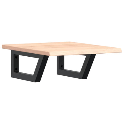 Badeværelseshylde Stål Og Massivt Egetræ Brun Og Sort