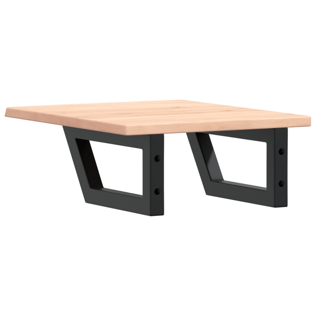 Badeværelseshylde Stål Og Massivt Egetræ Brun Og Sort