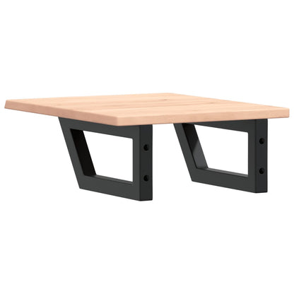 Badeværelseshylde Stål Og Massivt Egetræ Brun Og Sort