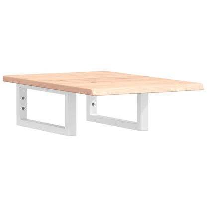 Badeværelseshylde Stål Og Massivt Egetræ Brun Og Hvid