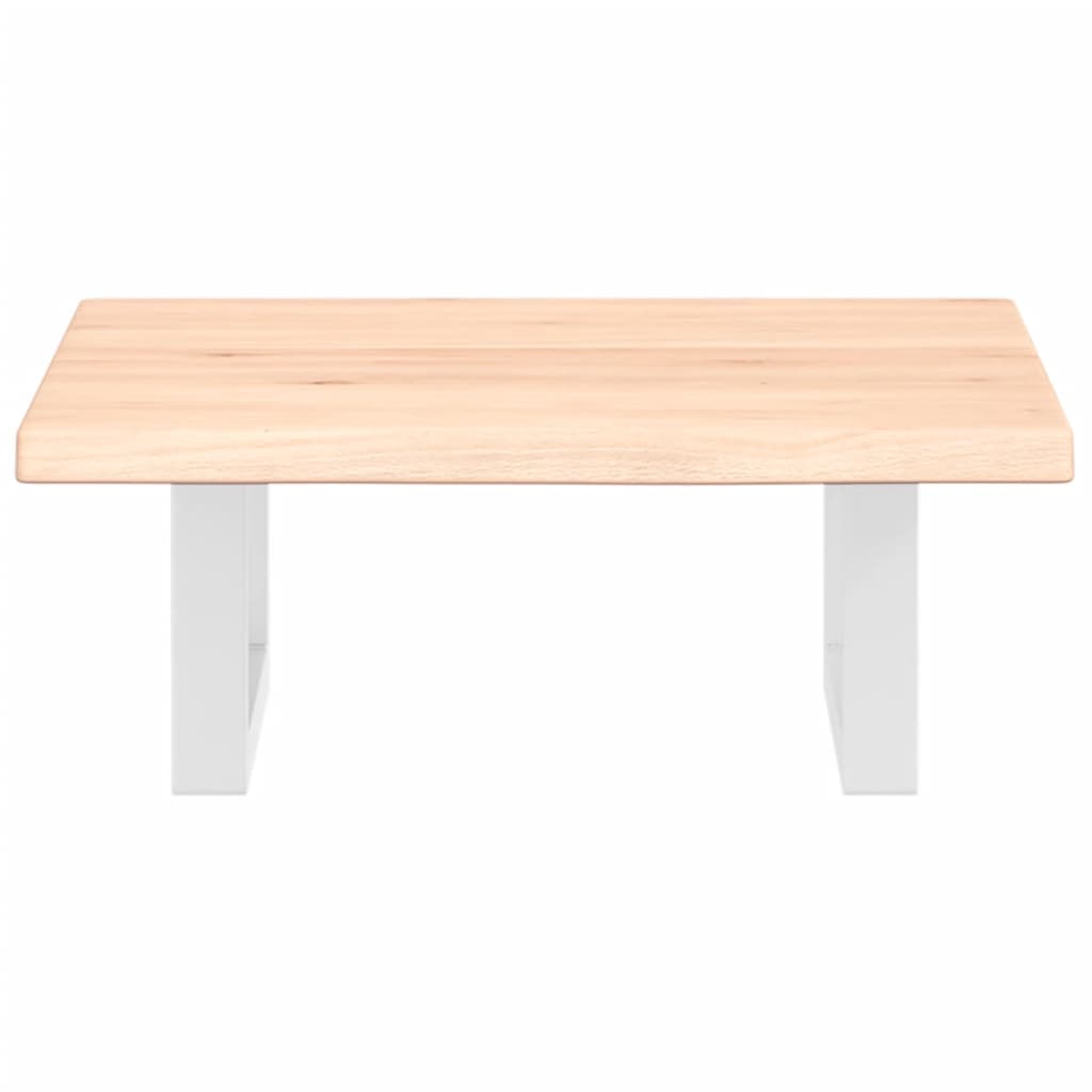 Badeværelseshylde Stål Og Massivt Egetræ Brun Og Hvid