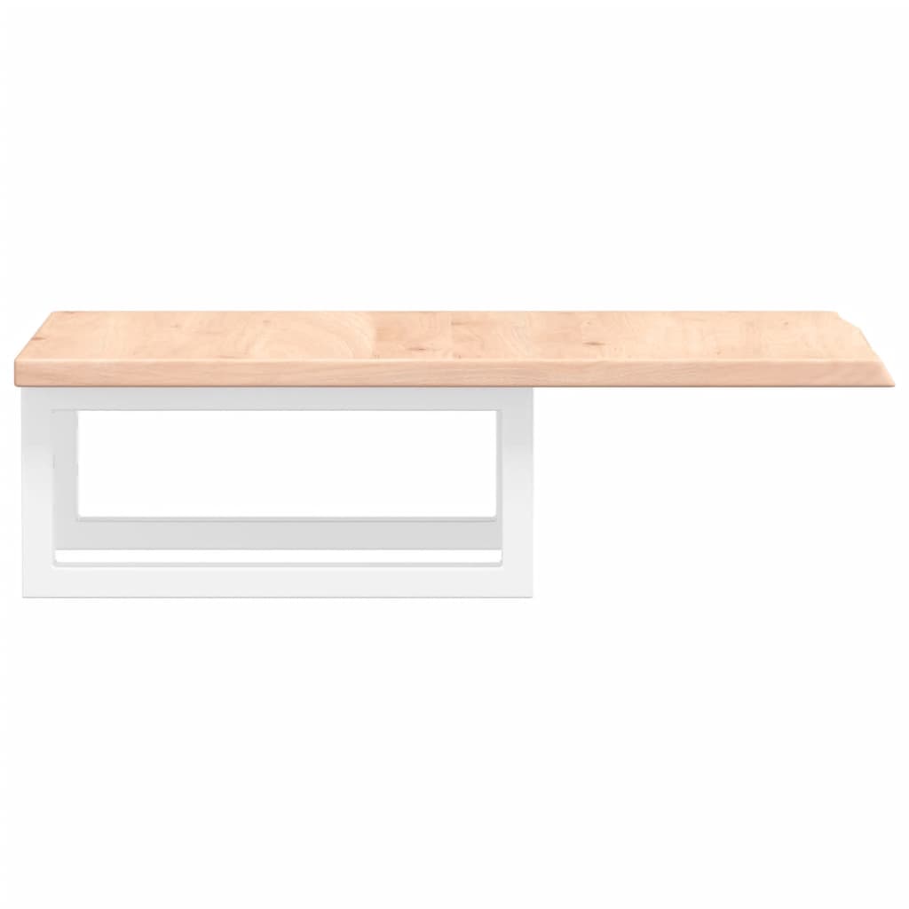 Badeværelseshylde Stål Og Massivt Egetræ Brun Og Hvid