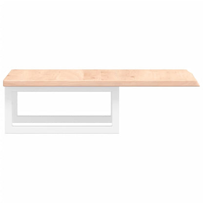 Badeværelseshylde Stål Og Massivt Egetræ Brun Og Hvid