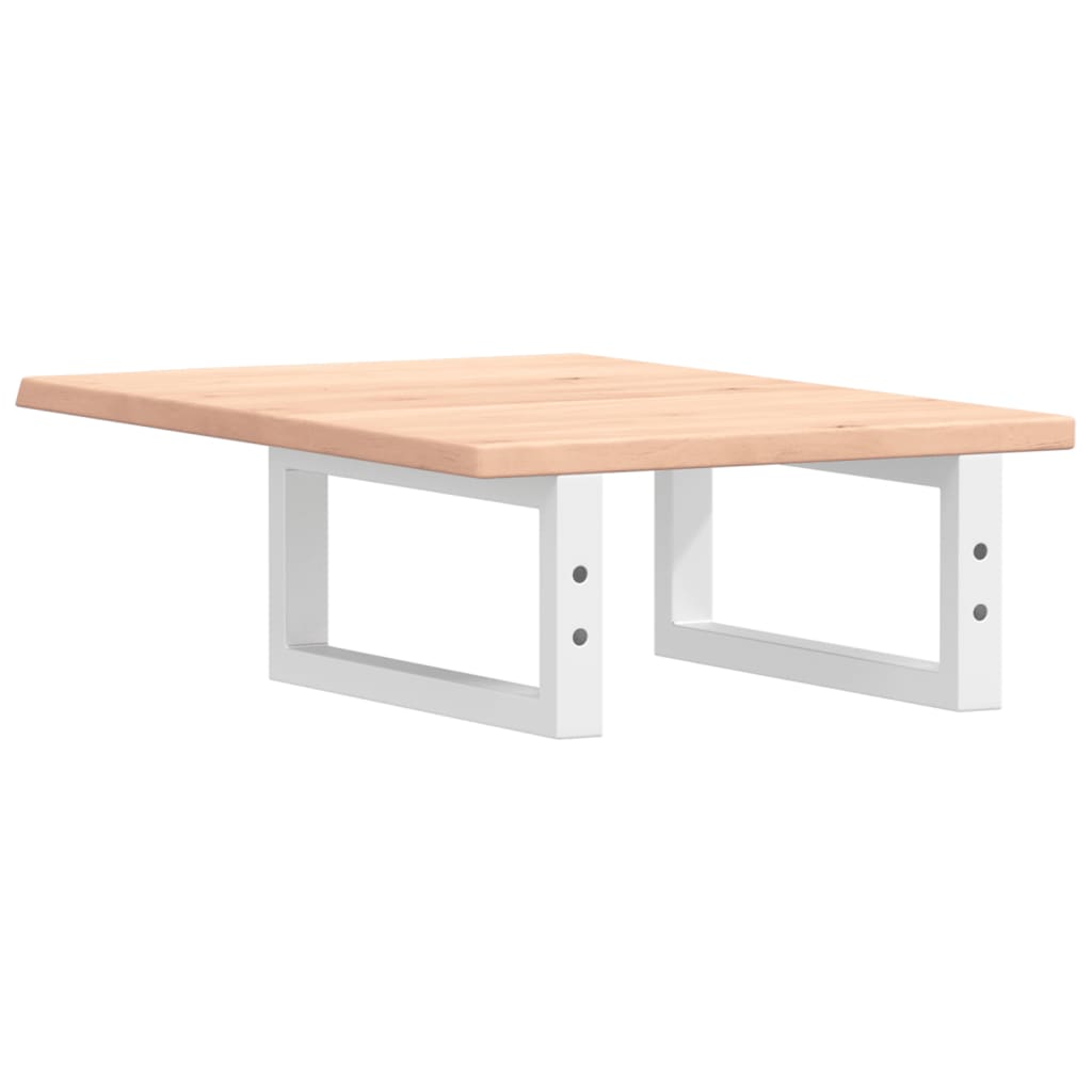 Badeværelseshylde Stål Og Massivt Egetræ Brun Og Hvid