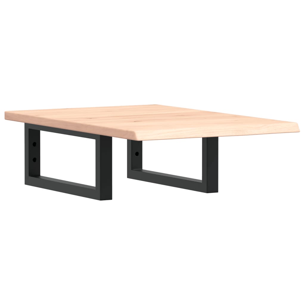 Badeværelseshylde Stål Og Massivt Egetræ Brun Og Sort