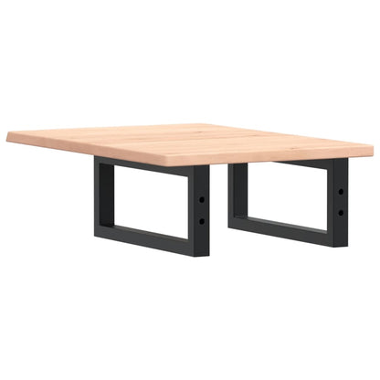 Badeværelseshylde Stål Og Massivt Egetræ Brun Og Sort