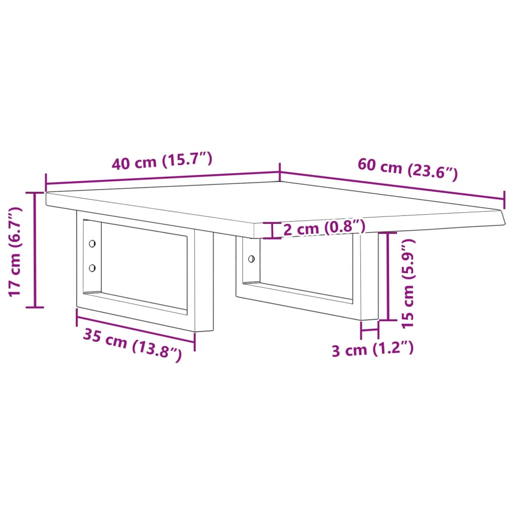 Badeværelseshylde Stål Og Massivt Egetræ Brun Og Sort