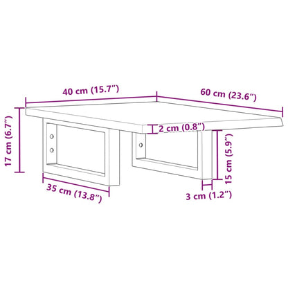 Badeværelseshylde Stål Og Massivt Egetræ Brun Og Sort