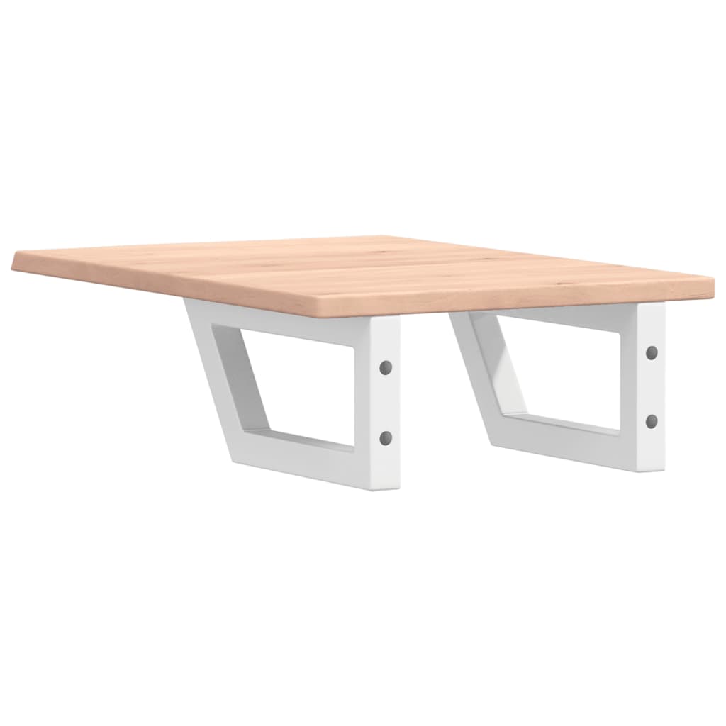 Badeværelseshylde Stål Og Massivt Egetræ Brun Og Hvid