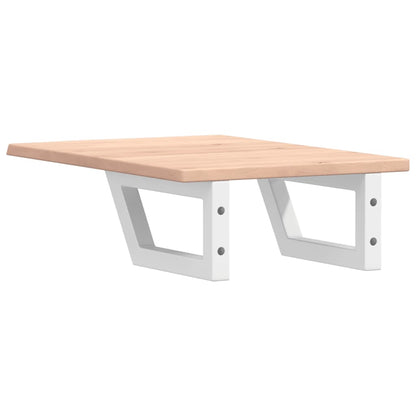 Badeværelseshylde Stål Og Massivt Egetræ Brun Og Hvid