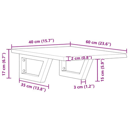 Badeværelseshylde Stål Og Massivt Egetræ Brun Og Hvid