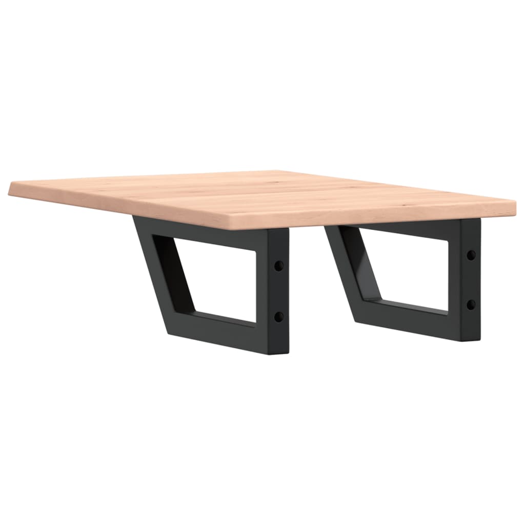 Badeværelseshylde Stål Og Massivt Egetræ Brun Og Sort