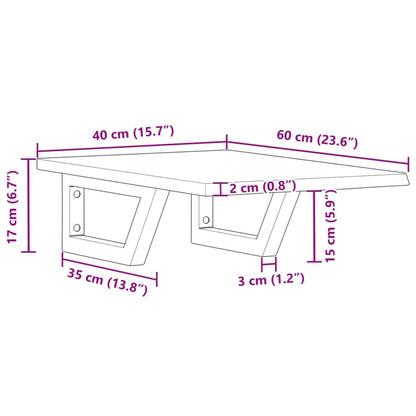 Badeværelseshylde Stål Og Massivt Egetræ Brun Og Sort