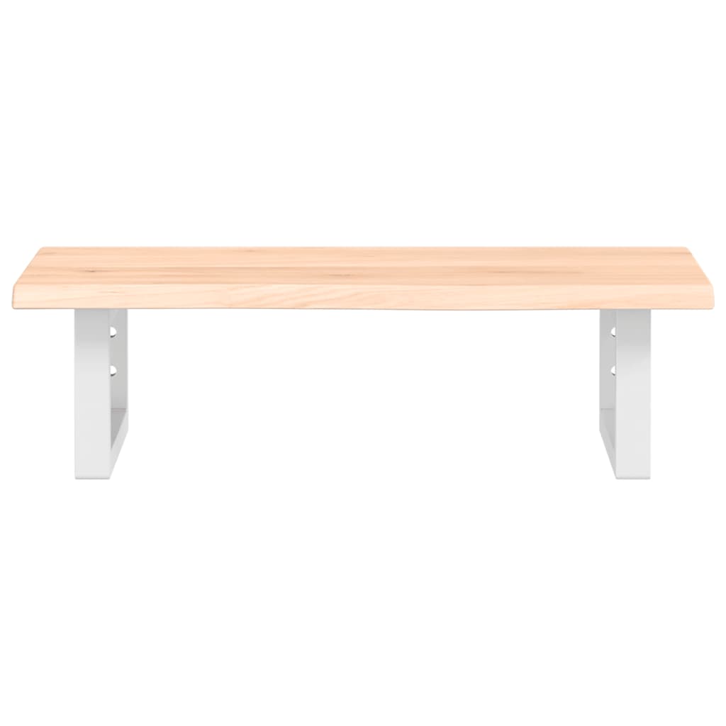 Badeværelseshylde Stål Og Massivt Egetræ Brun Og Hvid