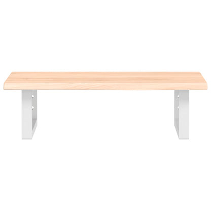 Badeværelseshylde Stål Og Massivt Egetræ Brun Og Hvid