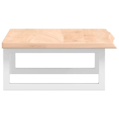 Badeværelseshylde Stål Og Massivt Egetræ Brun Og Hvid