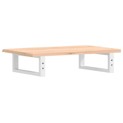 Badeværelseshylde Stål Og Massivt Egetræ Brun Og Hvid