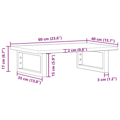 Badeværelseshylde Stål Og Massivt Egetræ Brun Og Hvid